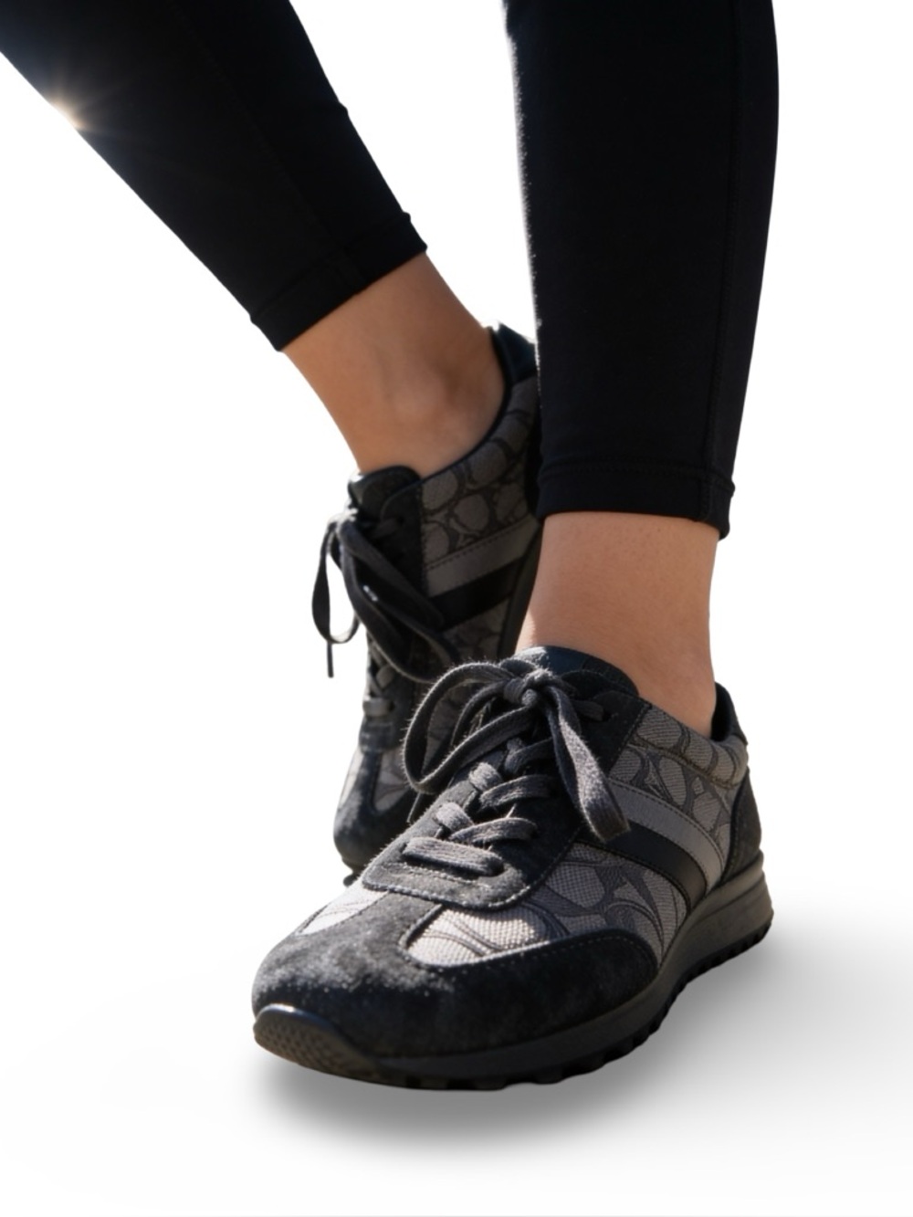 Coach Comfortable Kelson Signature Logo sneakers in black and gray